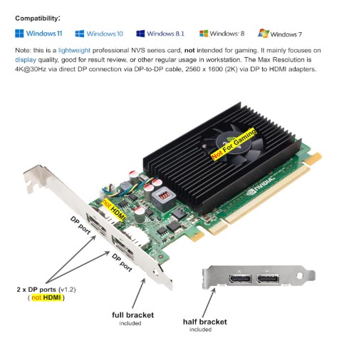 NVIDIA NVS 310 512MB DDR3 Graphics Card | Refurbished